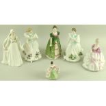 A collection of Royal Doulton figurines, comprising 'Figure of the Month March' HN2707, boxed, 20cm,