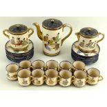 A Japanese pottery part tea service, early 20th century,