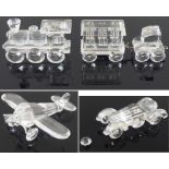 A collection of Swarovski crystal miniatures, comprising train tender, 6cm, and carriage, 8cm,