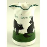 A Louis Wain cream glazed pottery vase, circa 1920, by The Bristol 'Cat & Dog' Pottery, F. G.