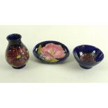 Three pieces of Moorcroft pottery,