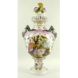 A large Berlin porcelain pot pourri vase and cover,