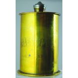 TRENCH ART BRASS TOBACCO JAR. 5.75ins tall to top of lid, made from shell casing, engraved EGYPT &