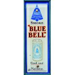 EDWARDS RINGER BLUEBELL FRAMED GLASS ADVERT. 12.5 by 6.5ins, EDWARDS RINGER & CO/ SMOKE BLUE/ BELLE/