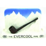 THE EVERCOOL PIPE ADVERTISING PIPE STAND. 5.25ins tall, 8ins long, blue & white glaze, 2/6 THE
