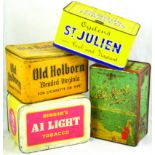 TOBACCO TINS GROUP. OGDENS FAMOUS TOBACCOS/ ST JULIEN, plus AIR MAIL CIGARETTES, plus OLD HOLBORN