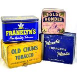 TOBACCO TINS GROUP. Old Chums Tobacco/ Charlesworth & Austin Ltd London, Franklyns/ Fine Quality