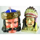 PAIR OF TOBACCO JARS. Cossack (?) Head Tobacco Jar. 6.75ins tall to top of lid, part of fur