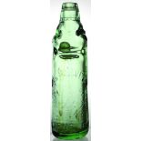 BARNSLEY VALVE CODD BOTTLE. 7.5ins tall, aqua glass Valve patent embossed W & G ROSEVEARE/