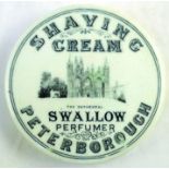 PETERBOROUGH SHAVING CREAM POT LID. 3.5ins diam, SHAVING/ CREAM/ SWALLOW/ PERFUMER PETERBOROUGH