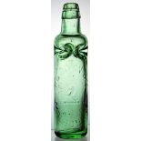 DIXONS PATENT CODD BOTTLE. 9.5ins tall, aqua glass Dixons patent, bulbous stopper chamber with