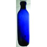 COBALT BLUE GLASS ROUND BOTTOMED CYLINDER. 8.75ins long, unembossed. Very good. (9/10) NR