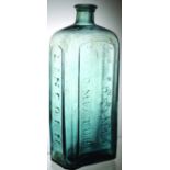 CLARKES BLOOD MIXTURE. Large size bottle 10.5ins tall, rectangular shape with recessed panels in ice