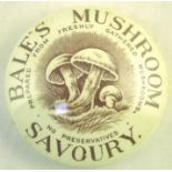 BALES MUSHROOM SAVOURY POT LID. 3.5ins diam, BALES MUSHROOM SAVOURY/ PREPARED FROM FRESHLY