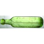 RADCLIFFE ROUND BOTTOMED CYLINDER. 9.25ins long, light olive green glass embossed THE PROPERTY OF/