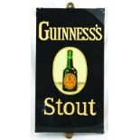 GUINNESS STOUT SLATE ADVERT. 20 x 11ins, glass on slate for GUINNESS/ STOUT in gold lettering on