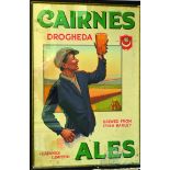 CAIRNES ALES SHOWCARD. 33 x 23.5ins, framed showcard with pictorial image of gent holding a pint