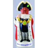 WORTHINGTONS LORD MAYOR FIGURE. 9ins tall, multicoloured ceramic model of a lord mayor stood with