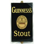 GUINNESS STOUT SLATE ADVERT. 20 x 11ins, glass on slate for GUINNESS/ STOUT in gold lettering on