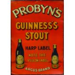 PROBYNS GUINNESS STOUT TIN SIGN. Predominately red tin sign for PROBYNS/ GUINNESS/ STOUT/ HARP