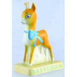 BABYCHAM FIGURE ON PLINTH. 3.5ins tall, rare handpainted figure of classic Babycham deer. BABYCHAM