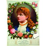 LOWER BROUGHTON CALENDAR. 23.25 x 17ins, multicoloured calendar for 1887, portrait image of Mary