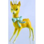 BABYCHAM FIGURE. 4ins tall, handpainted figure of Babycham deer, predominately yellow with pale blue