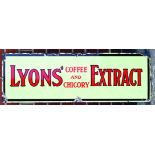 LYONS EXTRACT ENAMEL SIGN. 36 x 12ins, rectangular enamel for LYONS/ COFFEE/ AND/ CHICORY/ EXTRACT