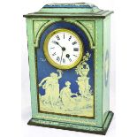 VICTORY V CLOCK TIN. 13ins tall, litho wind up clock tin with Grecian/ Roman figures in white on