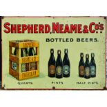 SHEPHERD NEAME TIN SIGN. 29 x 20ins. Multi-coloured pressed tin sign for SHEPHERD NEAME & COS/