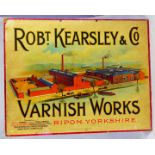 RIPON, YORKSHIRE VARNISH SHOWCARD. 23 x 18ins, multicoloured image of works. ROBT KEARSLEY & CO/