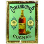 COMANDON & CO TIN SIGN. 19.75 x 14.25ins, pressed tin sign for COMANDON & CO/ COGNAC, pictorial