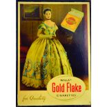 WILLS GOLD FLAKE CIGARETTES. 19.7 x 27.75ins, framed advert for WILLS S/ Gold Flake/ CIGARETTES/ for