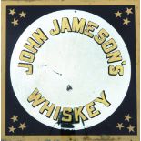 JOHN JAMESON WHISKY MIRROR. 17.5ins square, frameless mirror for JOHN JAMESONS/ WHISKEY within