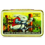 JOHNNY BUNNY PASTILLES TIN. 3.25 x 2ins, multicoloured tin, seated bunny pict. SPECIALLY/ FOR/