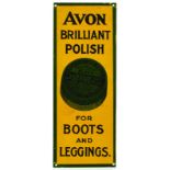 AVON POLISH FINGER PLATE. 8 x 3ins, tin finger plate for AVON/ BRILLIANT/ POLISH/ FOR/ BOOTS/ AND/