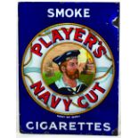 PLAYERS DOUBLE SIDED ENAMEL SIGN. 20 x 15ins, multicoloured enamel sign for SMOKE/ PLAYERS/ NAVY