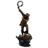 LIFEBUOY SHOP DISPLAY FIGURE. 20.5ins tall. Magnificent spelter figure of fisherman in full gear,