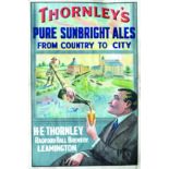 LEAMINGTON BREWERY POSTER. 5ft x 40ins, original multicoloured poster for THORNLEYS/ PURE