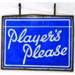 PLAYERS PLEASE ENAMEL HANGING SIGN. 24.5 x 18.25ins, double sided, hanging sign for PLAYERS/