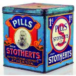 ATHERTON STOTHERTS CHEMIST STRING TIN. 5.5ins tall, multicoloured string tin (minus string