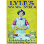 LYLES GOLDEN SYRUP SHOWCARD. 25.5 x 18.5ins, framed advert for LYLES/ GOLDEN SYRUP/ For Roly Poly