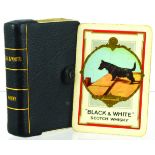 BLACK & WHITE WHISKY PLAYING CARDS. Leather wallet, gold lettering on spine BLACK & WHITE/ WHISKY.