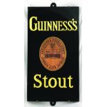 GUINNESS STOUT SLATE ADVERT. 20 x 11ins. Glass on slate for GUINNESS/ STOUT - gold lettering on