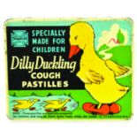 SIMPKINS COUGH PASTILLES TIN. 3.75 x 3ins, multicoloured image ducklings by a pond, SPECIALLY/