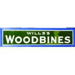 WILLS S WOODBINES FRAMED ADVERT. 32.25 x 8.25ins, glass advert for WILLS S/ WOODBINE in white