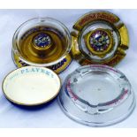 PLAYERS ASHTRAY GROUP. 3 glass (2 rather nice variants with gold embellishments & the classic