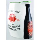 THE SOUTH AFRICAN BREWERIES PUB JUG. 7ins tall, all white handled jug, with bottle of OATMEAL