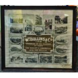 WM HOLLINS ADVERT. 37.25 x 32.5ins, framed advert for WM HOLLINS & CO/ SPINNERS OF ALL CLASSES....