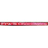 FRYS CHOCOLATES ENAMEL SIGN. 86 x 5ins, FRYS CHOCOLATES white lettering on red background. Some wear